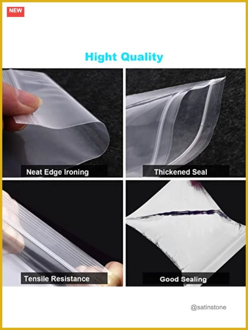 400 Pcs Small Plastic Bags, Clear Resealable 2 Mil, 4 Assorted Sizes, Jewelry